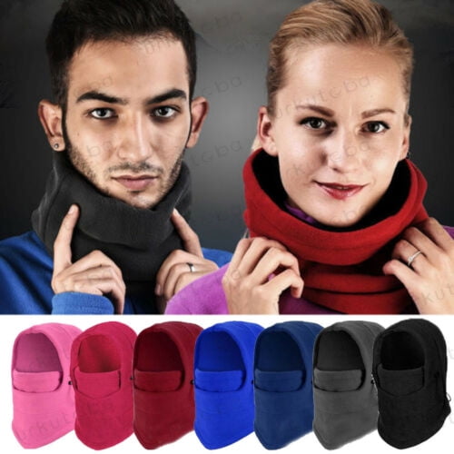 Unisex Fleece Hooded Hat Beanie Cap Snood Scarf Warmer Winter Thermal Balaclava